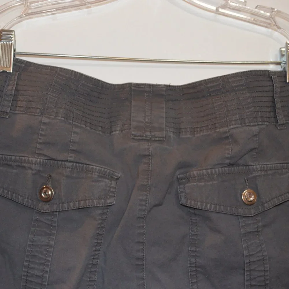INC International Concepts Women Cotton Gray Buttons Rhinestones Midi Shorts 14W